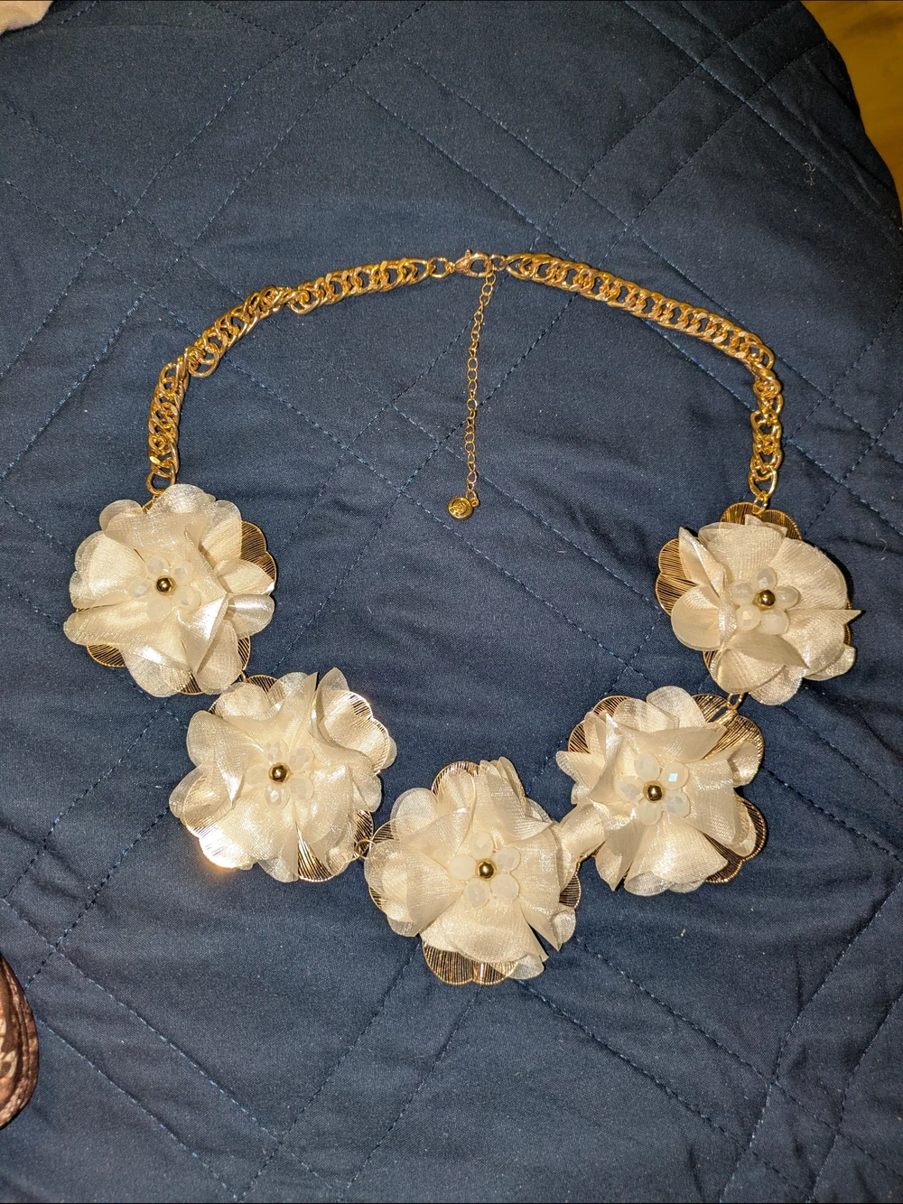 Cream Fabric Statement Necklace
